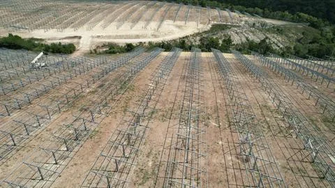 Solar modules in pv plant. Stock Photos
