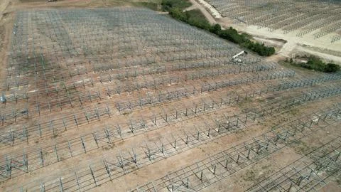 Solar modules in pv plant. Stock Photos
