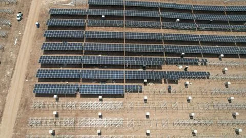 Solar modules in pv plant. Stock Photos