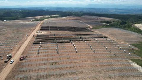 Solar modules in pv plant. Stock Photos