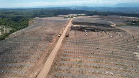 Solar modules in pv plant. Stock Photos