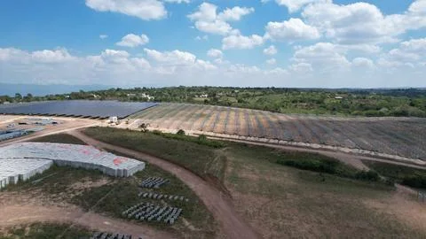 Solar modules in pv plant. Stock Photos