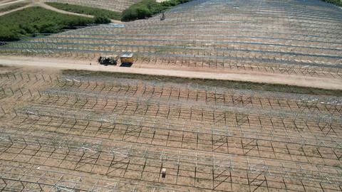 Solar modules in pv plant. Stock Photos