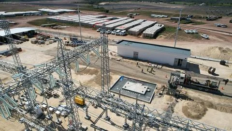 Solar modules in pv plant. Stock Photos