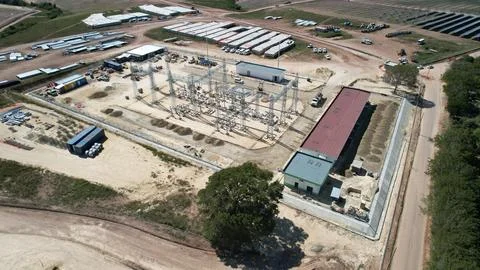 Solar modules in pv plant. Stock Photos