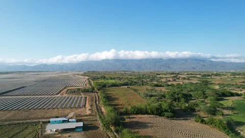 Solar modules in pv plant. Single axis tracker Stock Photos