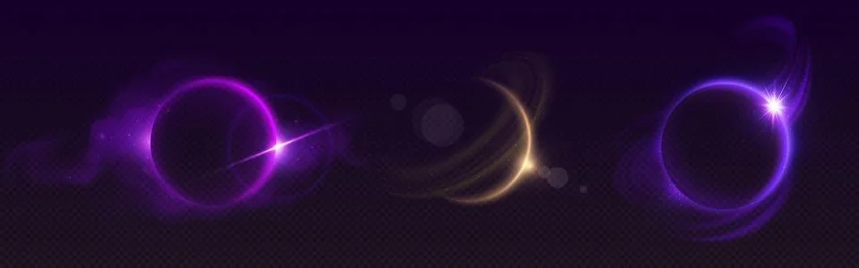 Solar moon eclipse ring light with flare vector Stock Illustration