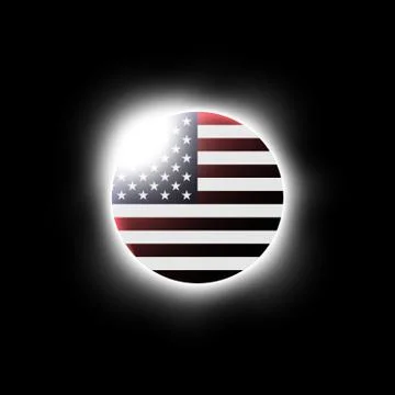 Solar or Lunar eclipse and american flag . Vector . Ilustração Stock