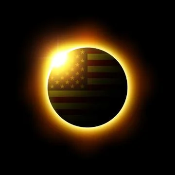 Solar or Lunar eclipse and american flag . Vector . Ilustração Stock
