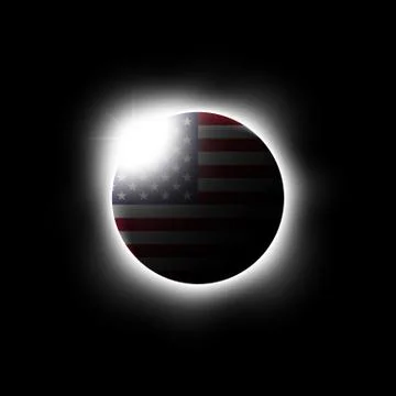 Solar or Lunar eclipse and american flag . Vector . Ilustração Stock