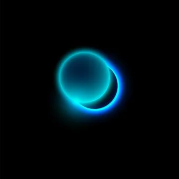 Solar or moon eclipse with blue blur light, vector realistic partial planet Stock Illustration