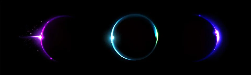 Solar or moon eclipse rings set Ilustração Stock