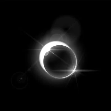Solar or moon eclipse with spark and halo effects, vector white glowing crescent Ilustração Stock