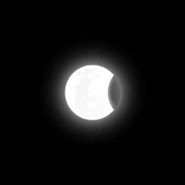 Solar or moon eclipse vector illustration, crescent on round aura, lunar halo 스톡 일러스트
