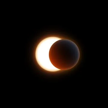 Solar or moon eclipse vector illustration, shiny crescent and globe dark Ilustração Stock