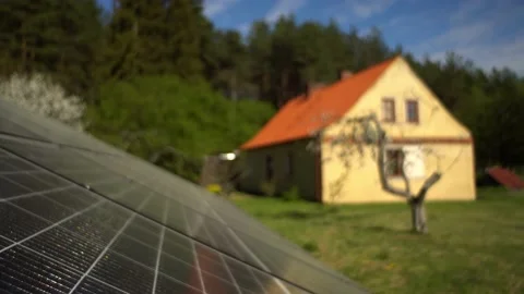 Solar panel against the background of a single-family house Stock Footage 194521889