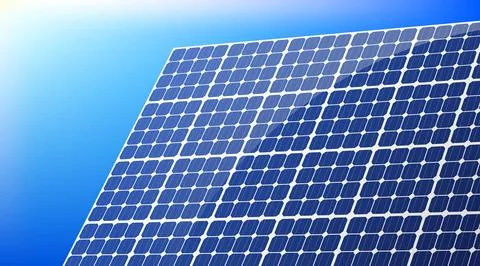 Solar panel against blue sky generating clean energy Stock Illustration