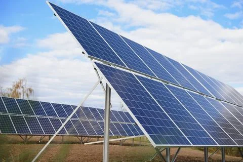Solar panel against blue sky Stock Photos