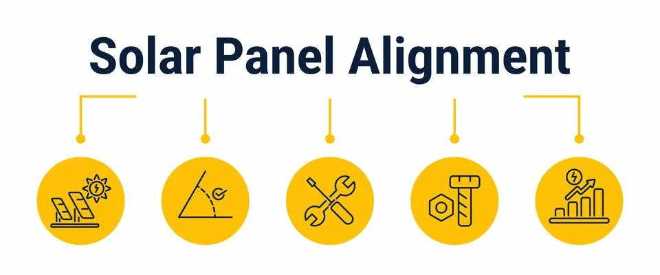 Solar panel alignment and output optimization workflow icons イラスト素材