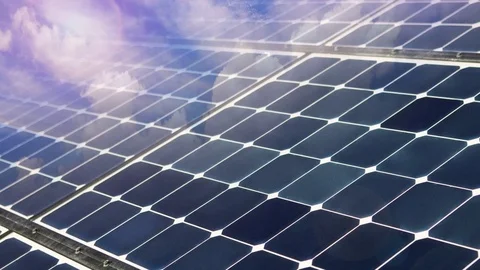 Solar Panel and Clouds, Alternative Energy - Time Lapse Composite Stock Footage 75460688