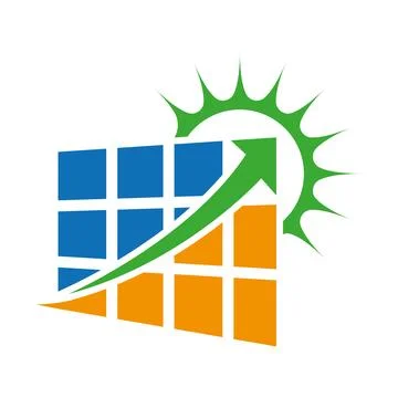 Solar Panel And Growth Arrow Energy Logo Stock Illustration
