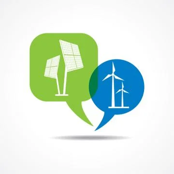 Solar panel and wind-mill in message bubble stock vector Stockillustratie