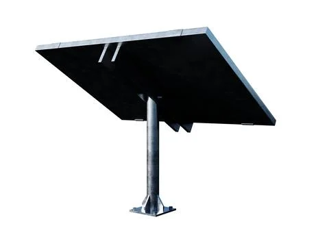 Solar panel angled view with blue sky reflection 스톡 사진