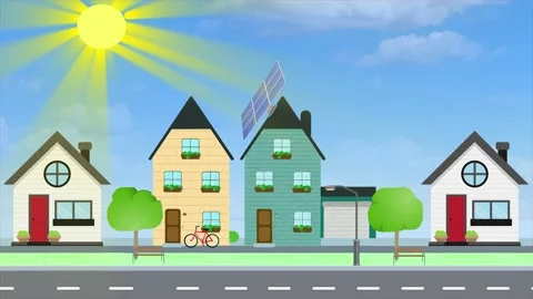 SOLAR PANEL ANIMATION CLIP, part  6 Video stock 141952951