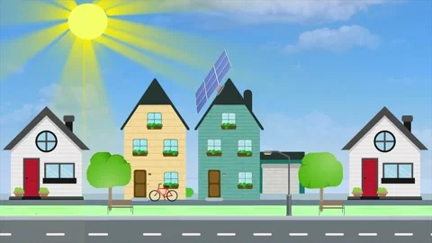 SOLAR PANEL ANIMATION CLIP, part  9 Video stock 142101254