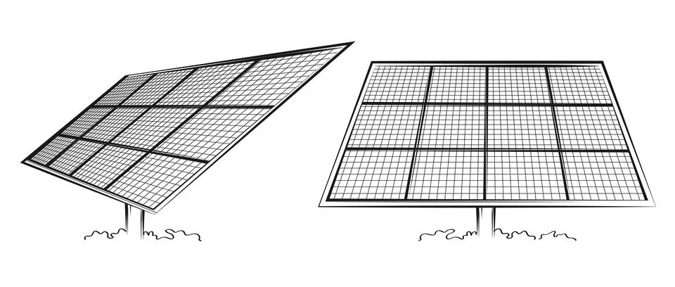 Solar panel array for clean energy, sustainability, eco-friendly technology.. Stock-Illustration