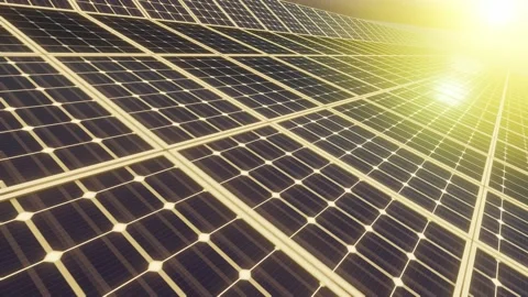 Solar panel array during sunrise for clean, green and renewable energy Stock Footage 165191549