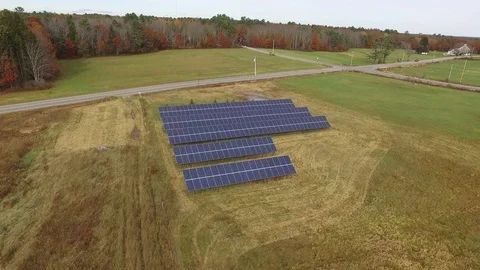 Solar Panel Array in a Field From Above Video stock 97959322