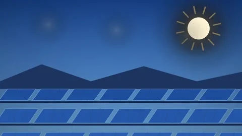 Solar Panel Array Generating Clean Renewable Energy Animation Stock-Footage 347810752