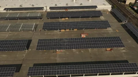 Solar panel array installed on a building Video stock 274381301