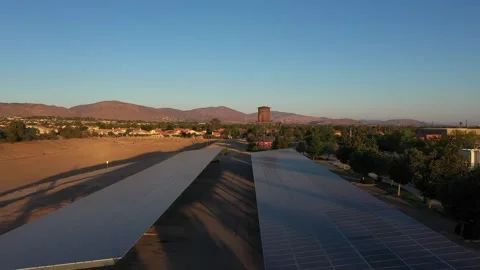 Solar Panel Array on Parking Garage Roof Palmdale California Drone View Stock Footage 142210237