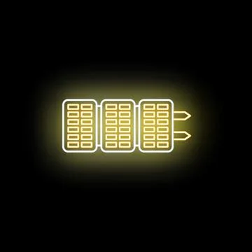 Solar panel array producing clean renewable energy neon glow Stock Illustration