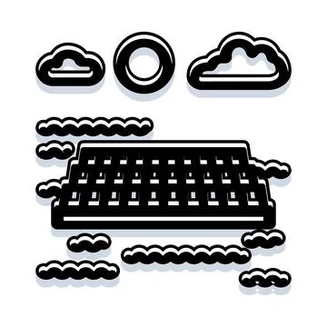 Solar panel array producing green energy on clouds Stock Illustration