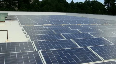 Solar panel array rooftop Stock Footage 12365100