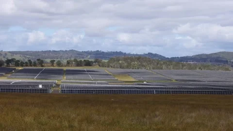 Solar Panel Array in Rural Landscape Stock Footage 289047836
