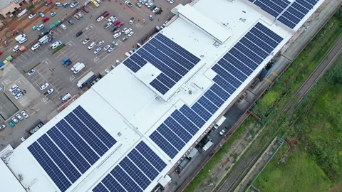 Solar Panel Array on Shopping Mall Roof in Orange Farm South Africa 库存影片 340253285