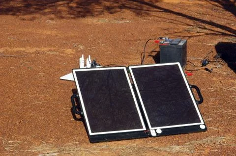 Solar panel in the australian bush Stock Photos