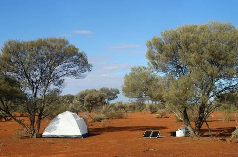 Solar panel in the australian bush Stock Photos