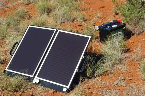 Solar panel in the australian bush Stock Photos