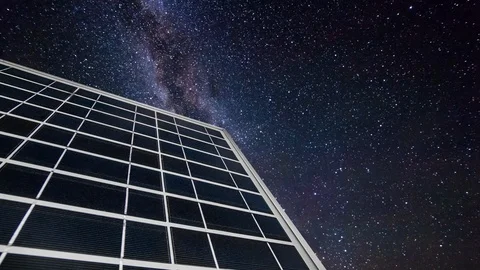 Solar panel on a background of a beautiful blue sky. Green energy. Timelapse. Stock Footage 113964623