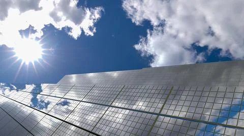 Solar panel background of photovoltaic modules for renewable energy. Clouds and Stock Illustration