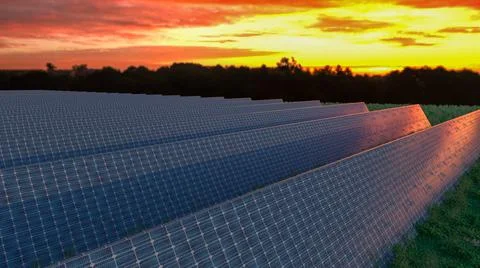 Solar panel background of photovoltaic modules for renewable energy. Clouds and Stock Illustration