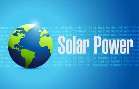 Solar panel binary globe sign concept Illustrazione stock
