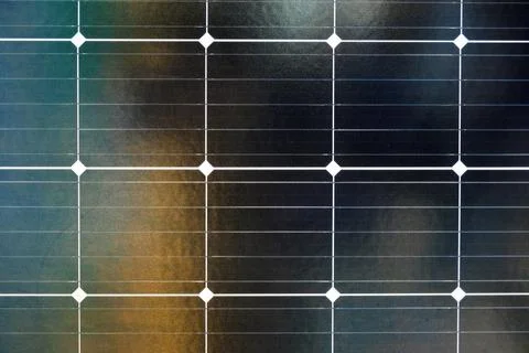 A solar panel with a black and blue grid Stock Photos