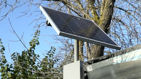 Solar panel on blue sky background Stock Footage 88268061