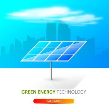 Solar panel on blue sky. Green electricity. Vector illustration. 스톡 일러스트